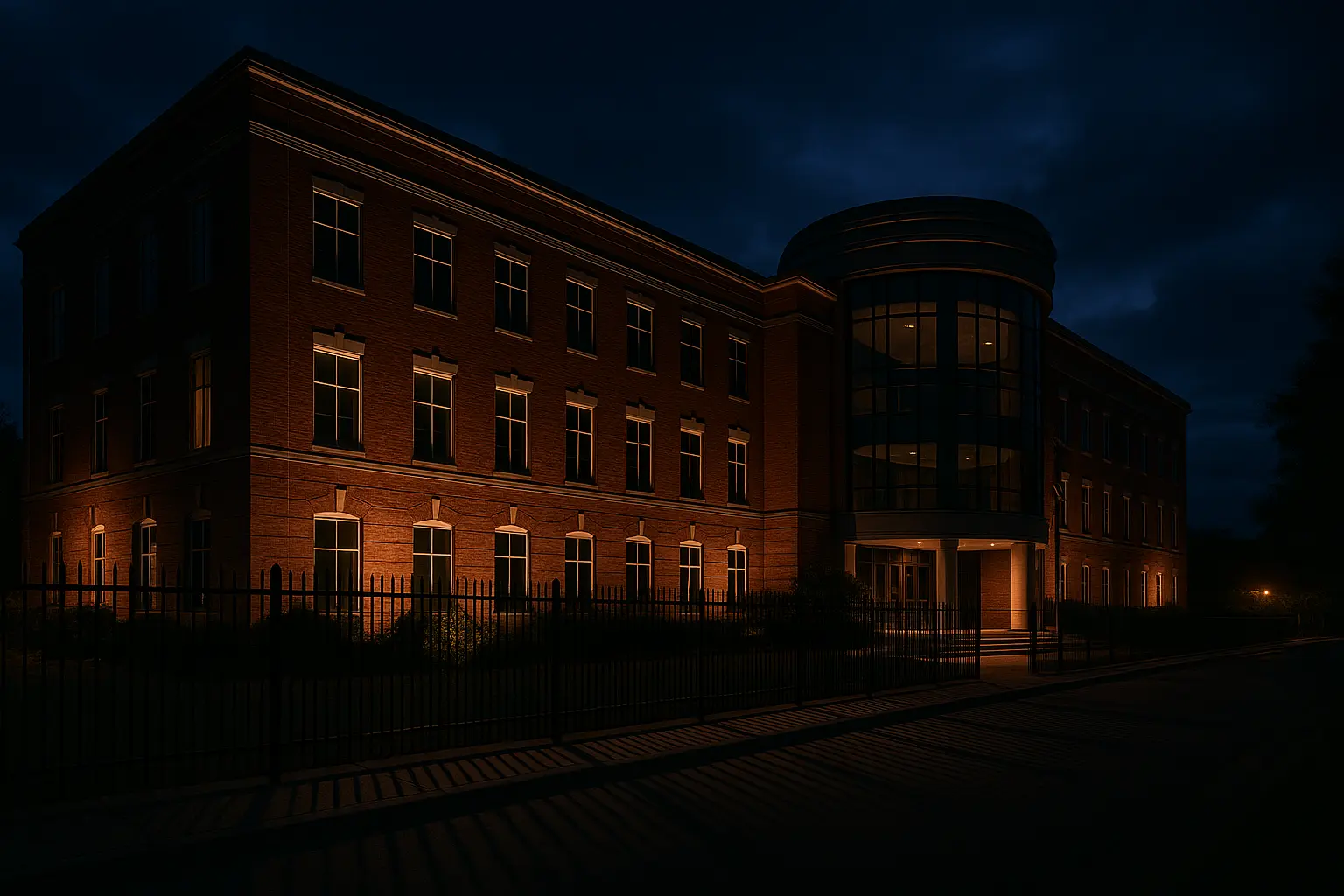 Southern Baptist Convention headquarters building in Nashville at dusk after news broke that the DOJ closed its abuse investigation., church