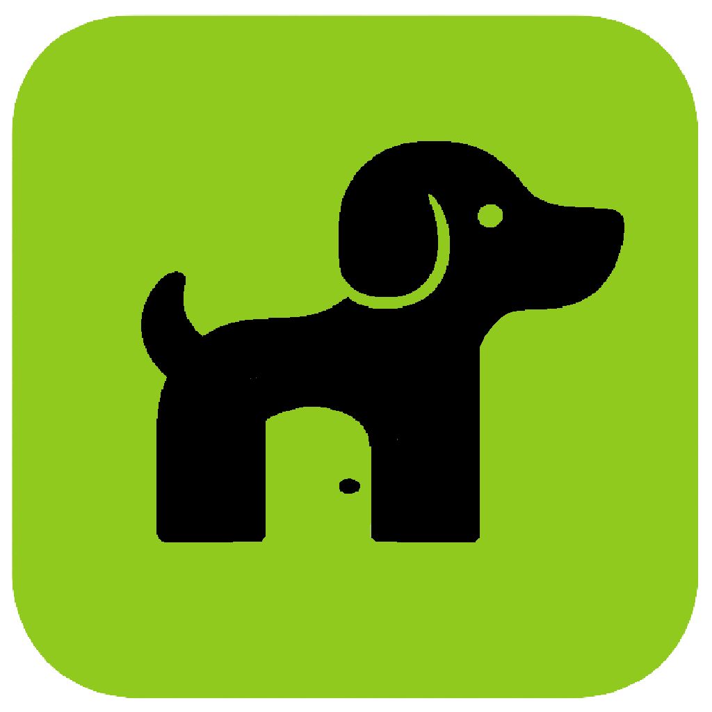 nearestdoor.com footer icon, Black dog icon with a 'n' door inside, on a bright green rounded square background.