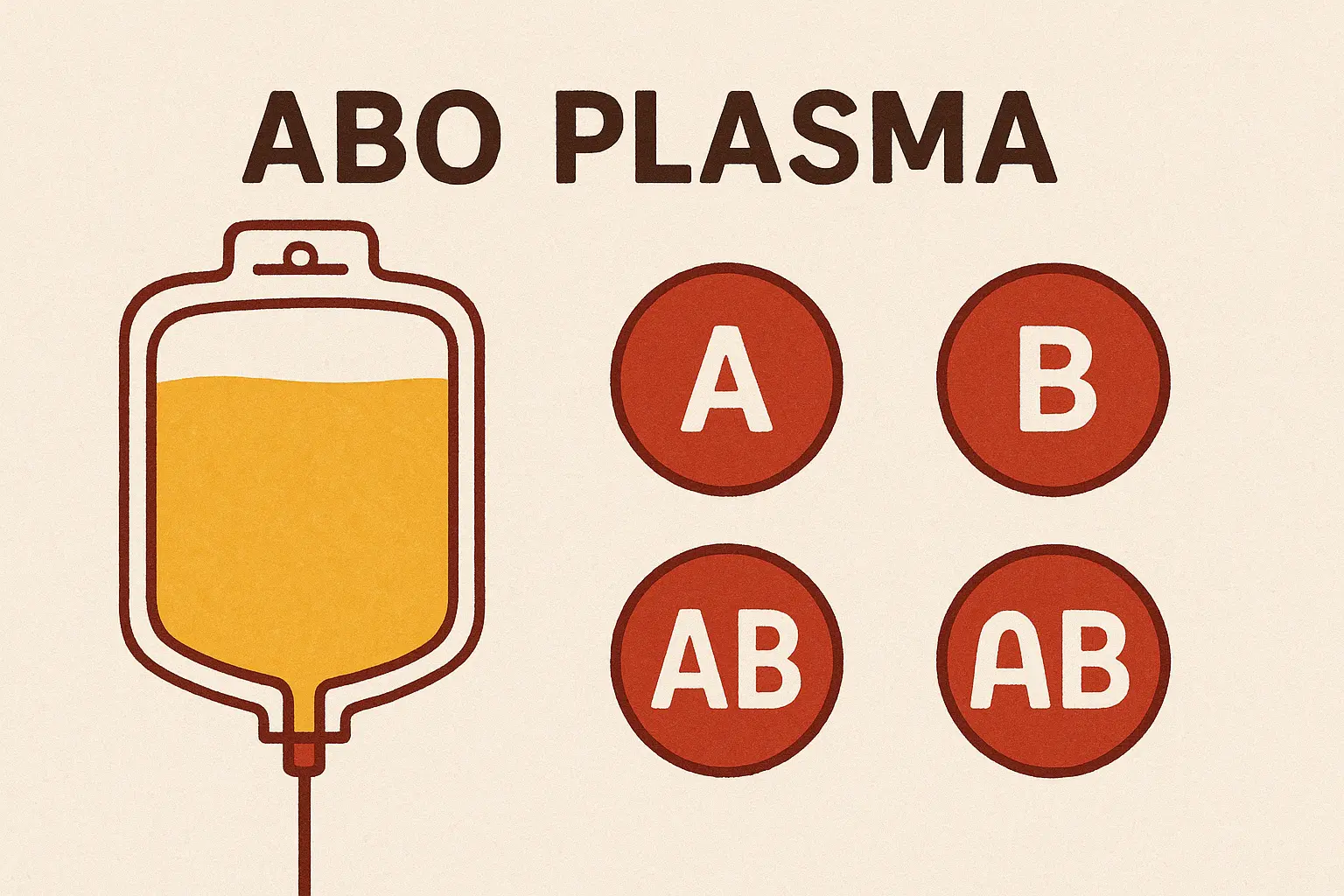 ABO Plasma text and plasma bag, ab blood.